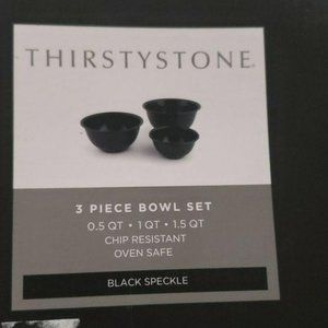 ThirstyStone Black Speckled 3‎ Piece Bowl Set bakin